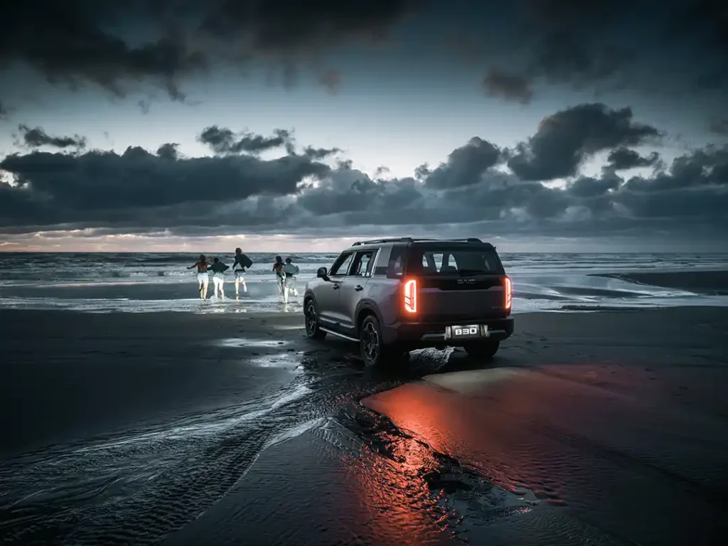 BAIC B30 SUV on a New Zealand beach